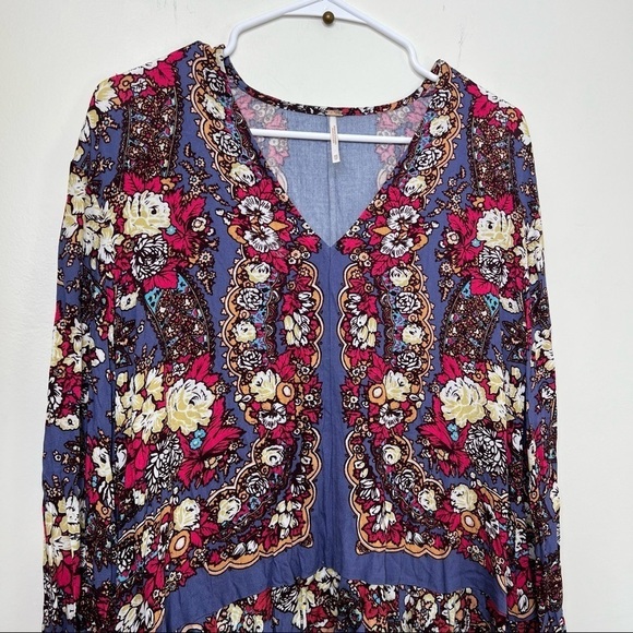 Free People Paisley Floral Printed Long Sleeve Flowy Tunic Dress - Picture 4 of 10
